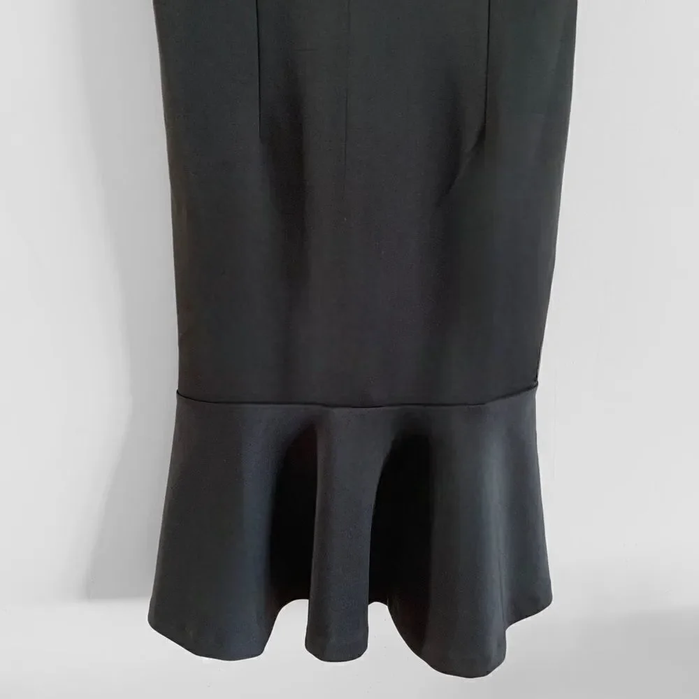 Carmen Marc Valvo Black Ruffle Hem Dress
